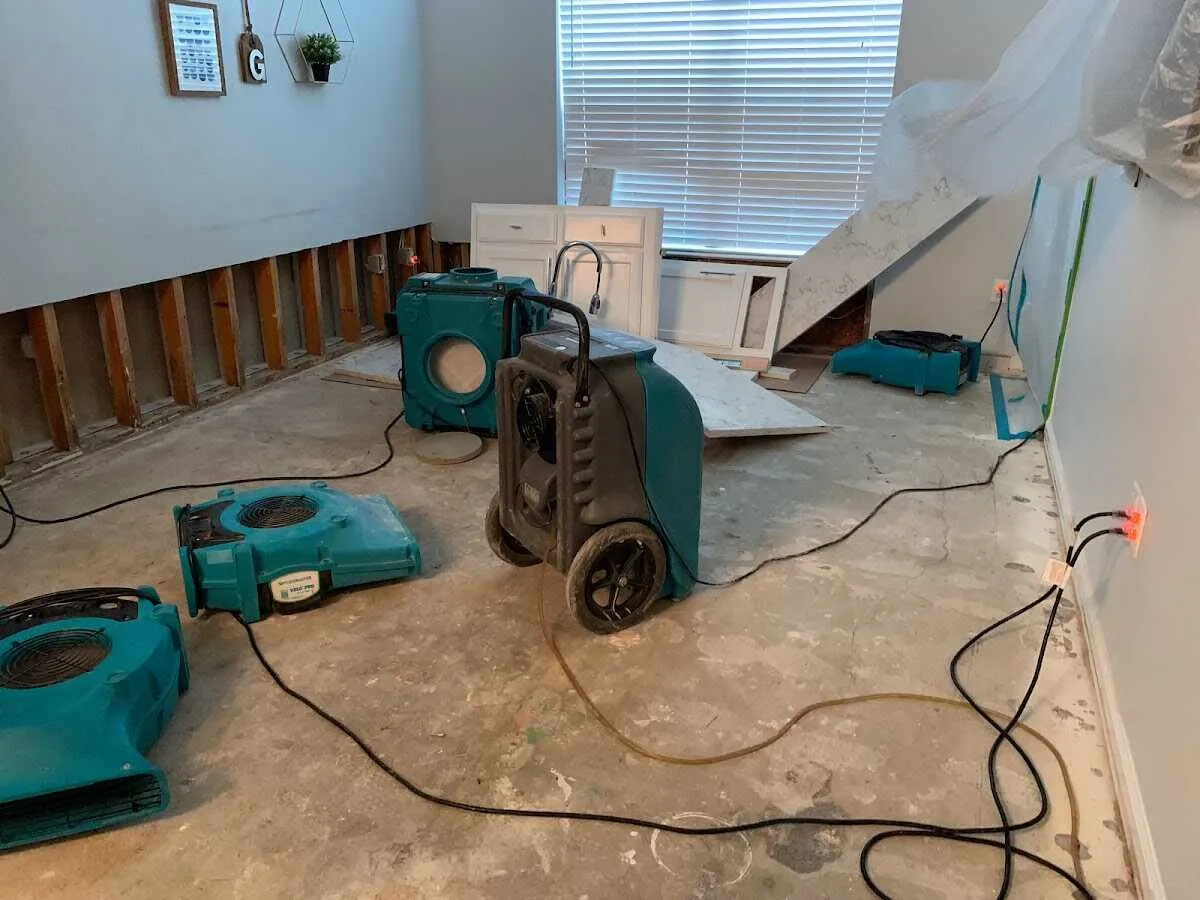 Dehumidifier in flood-cut room for Water Damage Restoration in Coxsackie